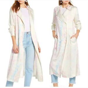 Something Navy Tie Dye Trench Coat Pink Chiffon Tie Dye